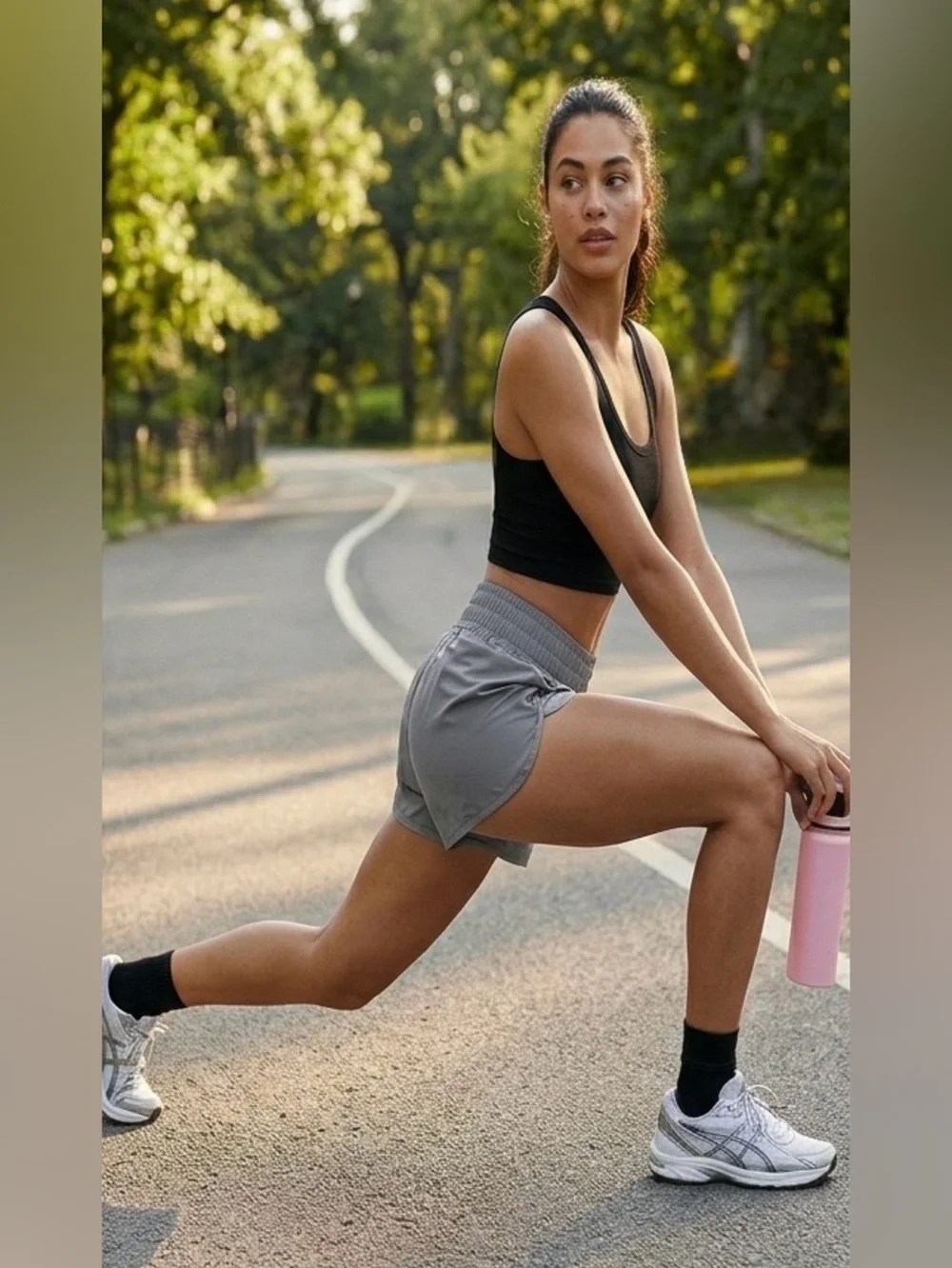 PINK Victoria's Secret Active High Waisted Running Shorts Light Grey L